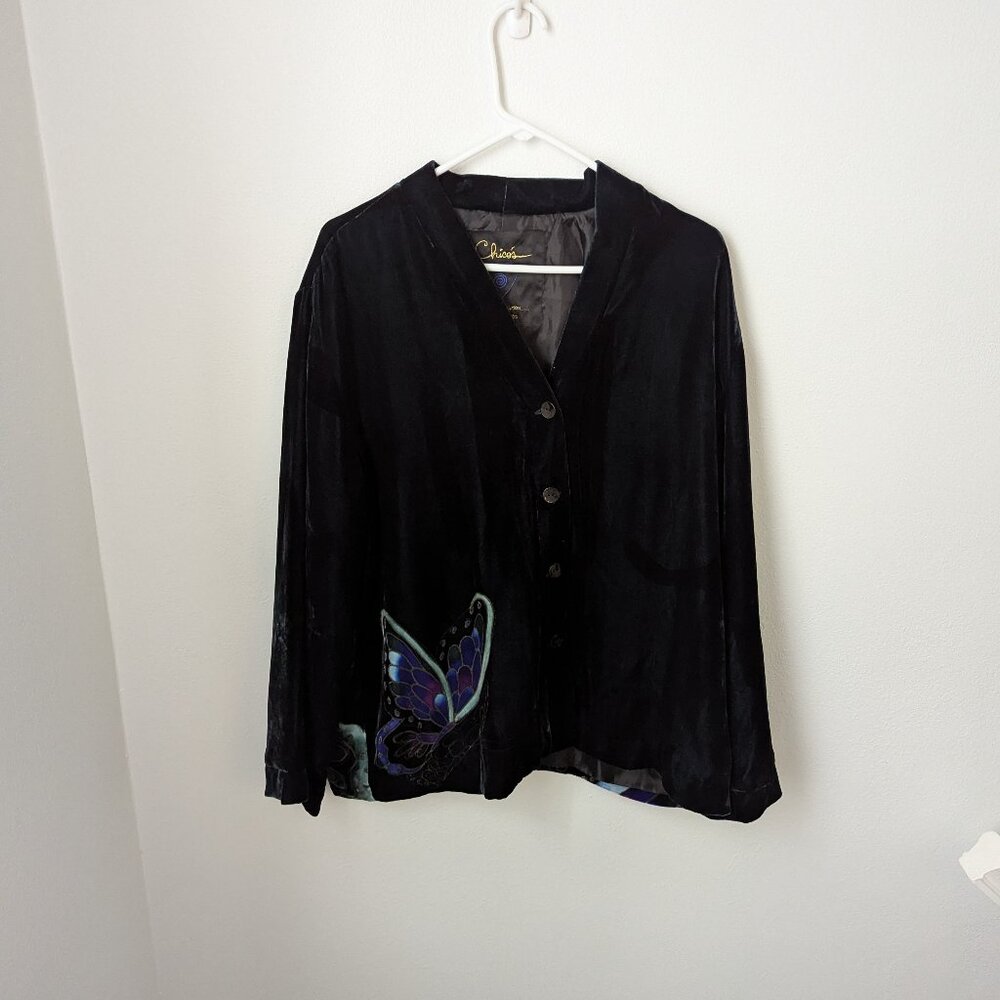 Chico's Anniversary Collection Women's Embroidered Velvet Jacket, XL/16